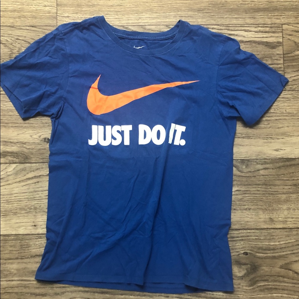 Nike Big Check Blue And Orange T Shirt Sz L